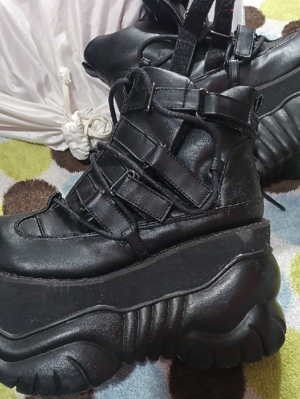Dolls Kill Black Chunky Platform Lace-Up Boots